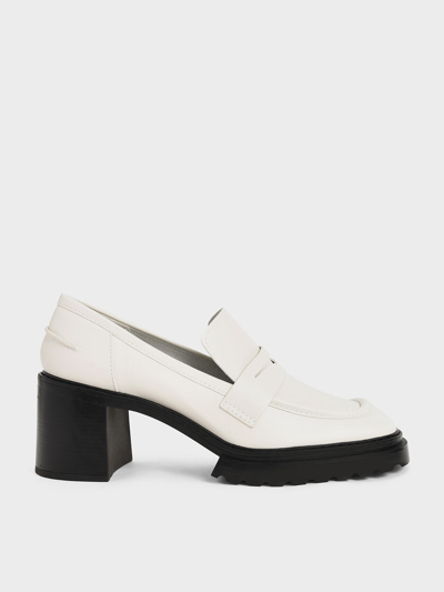 Charles & Keith Penny Loafer Pumps In Chalk | ModeSens