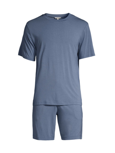 Shop Eberjey Men's Henry Jersey Pajama Set In Coastal Blue
