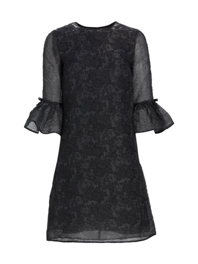Shop Erdem Women's Elijah Lace Ruffle-cuff Dress In Black