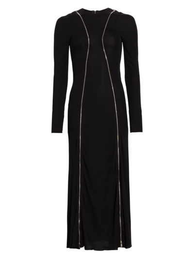 Shop Victoria Beckham Women's Twin Zipper Knit Midi-dress In Black