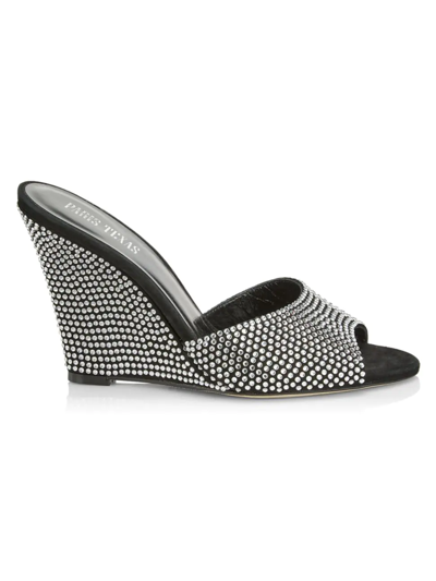 Shop Paris Texas Women's Holly Wanda Crystal-embellished Wedge Sandals In Black Diamond