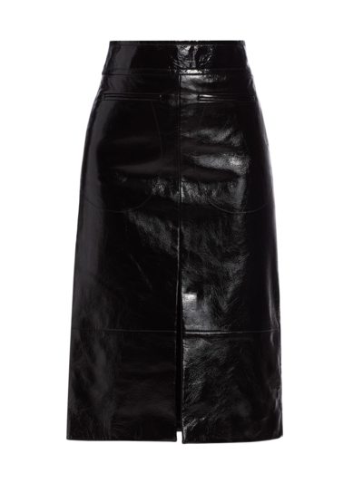 Shop Khaite Women's Freya Patent Leather Skirt In Black