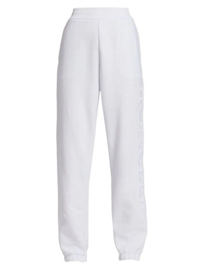 Shop Moncler Women's Logo-embroidered Cotton Sweatpants In White