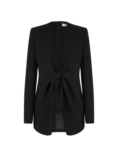 Shop Halston Women's Jemma Stretch Crepe Front-tie Blazer In Black