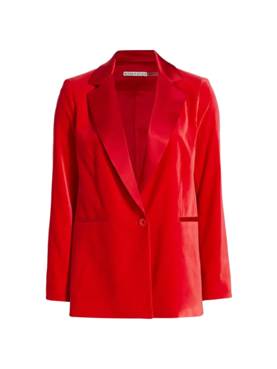 Shop Alice And Olivia Women's Justin Single-breasted Combination Blazer In Perfect Ruby