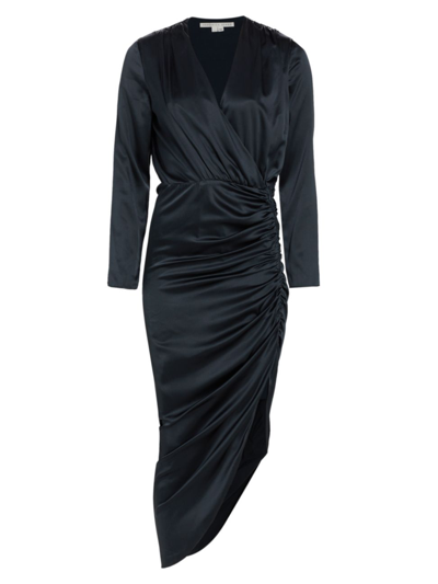 Shop Veronica Beard Women's Cameri Ruched Satin Midi Dress In Navy
