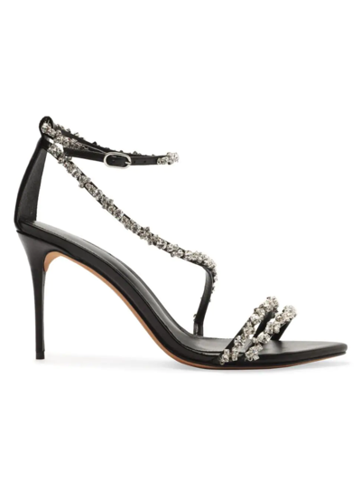 Shop Alexandre Birman Women's Demi Crystal-embellished Leather Sandals In Black Cristal