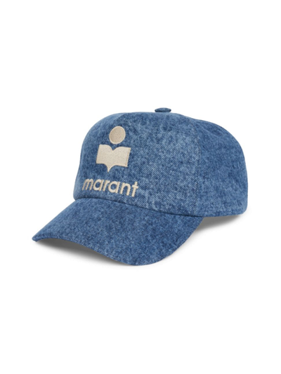 Shop Isabel Marant Men's Tyron Denim Logo Cap In Blue