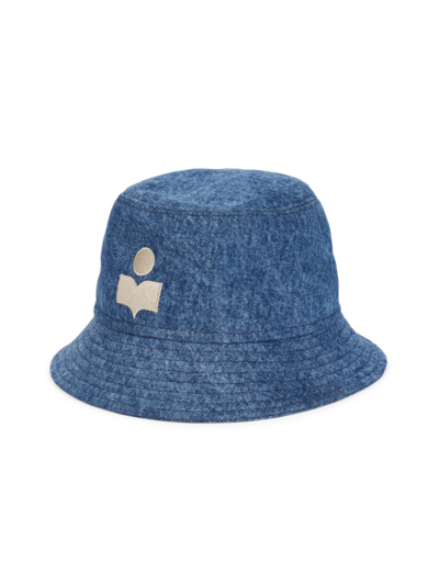 Shop Isabel Marant Men's Hayley Logo Denim Bucket Hat In Blue