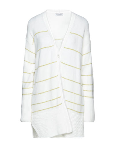 Shop Bruno Manetti Woman Cardigan White Size 6 Cotton, Polyamide