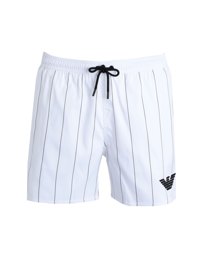 Shop Emporio Armani Boxer Beachwear Man Swim Trunks White Size 38 Polyester