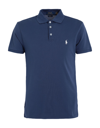 Shop Polo Ralph Lauren Slim Fit Stretch Mesh Polo Shirt Man Polo Shirt Midnight Blue Size M Cotton, Elast