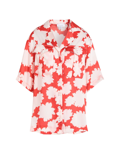 Shop Topshop Ultimate Floral Resort Shirt Woman Shirt Red Size 8 Polyester