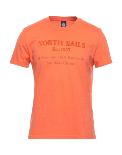 Shop North Sails Man T-shirt Orange Size S Organic Cotton