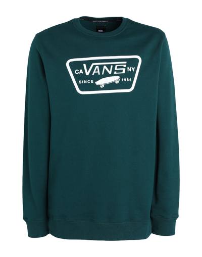 Shop Vans Mn Full Patch Crew Ii Man Sweatshirt Emerald Green Size Xl Cotton