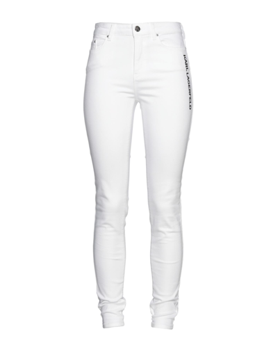 Shop Karl Lagerfeld Woman Jeans White Size 27 Cotton, Elastomultiester, Elastane