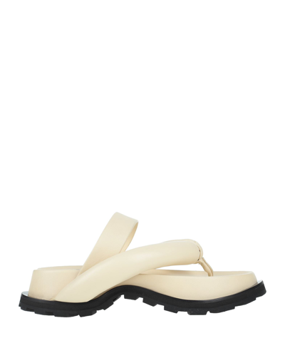Shop Jil Sander Woman Toe Strap Sandals Ivory Size 6 Lambskin In White