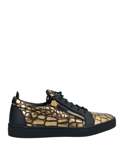 Shop Giuseppe Zanotti Man Sneakers Gold Size 7 Soft Leather