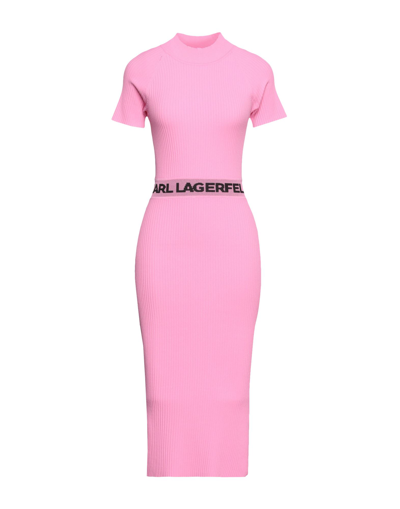 Shop Karl Lagerfeld Woman Midi Dress Pink Size Xl Recycled Viscose, Polyester
