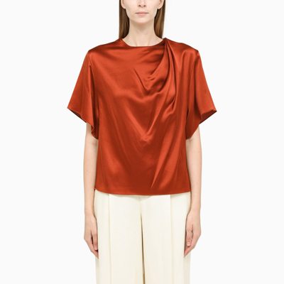VINCE SHORT SLEEVED RUST-COLOURED SILK BLOUSE V853312704SI/L_VINCE-930RUA_323-XS