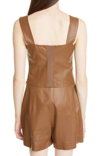 Shop Vince Square Neck Leather Tank Top In Fawn-fawn