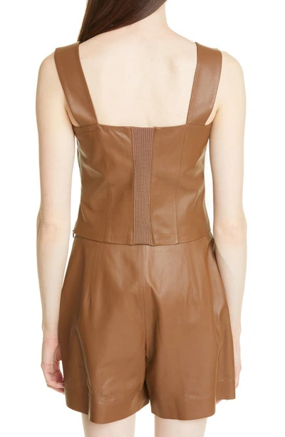 Vince Square Neck Leather Tank Top In Fawn-fawn