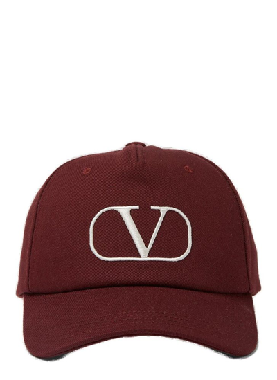 Shop Valentino Logo Embroidered Baseball Cap In Red