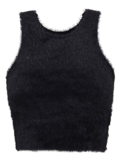Shop Ambush Knitted Fur Tank Top In Black