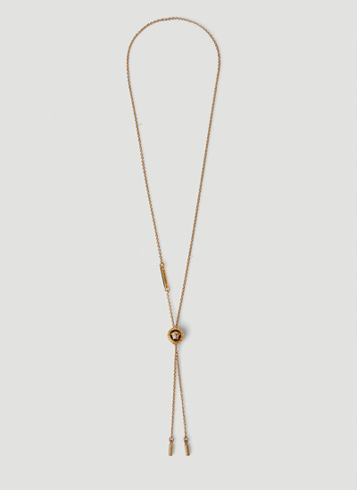 Shop Versace Medusa Head Charm Necklace In Gold