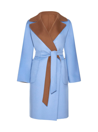 wereld verwarring dauw Weekend Max Mara Wool Reversible Wrap Coat In Blue Multi | ModeSens