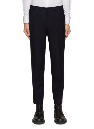 Shop Solid Homme Side Zipper Wool Blend Cropped Slim Pants In Black