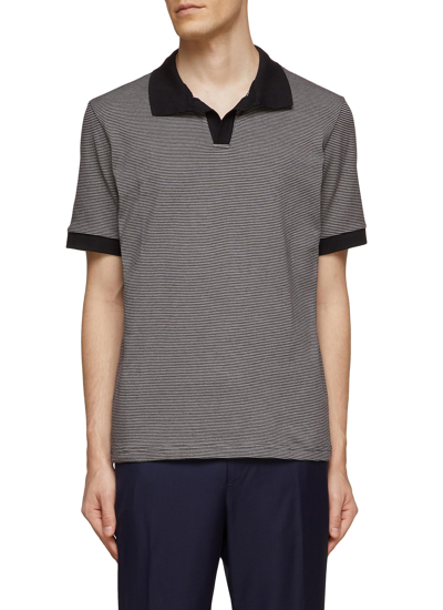 Shop Theory ‘malden' Striped Pima Cotton Blend Polo Shirt In Multi-colour