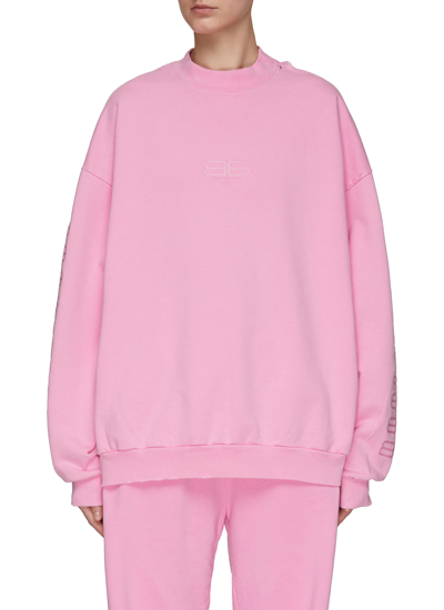 Shop Balenciaga 'bb Paris' Logo Cotton Oversized Sweatshirt In Pink