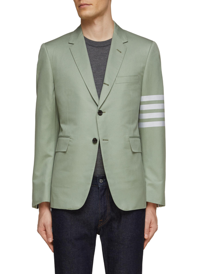 Shop Thom Browne Four-bar Fit 1 Classic Sport Coat Engineered Cotton Blazer In Green