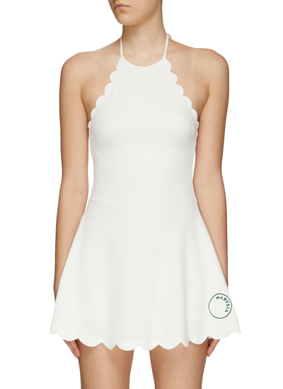 Shop Marysia 'bianca' Halter Neck Scallop Hem Dress In White