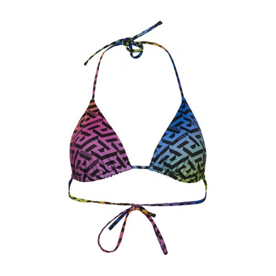 Shop Versace Bikini Top In Multicolor