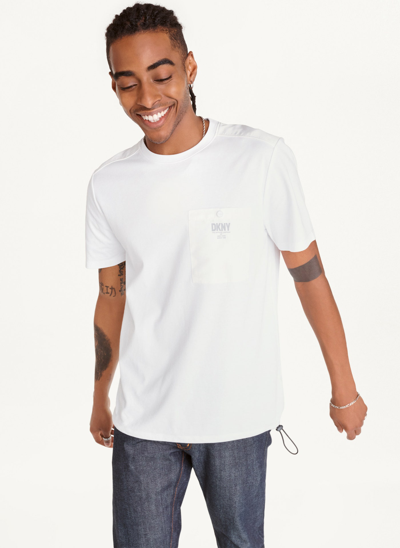 Dkny Men's Pique Bungee Hem Short Sleeve Knit T-shirt In White