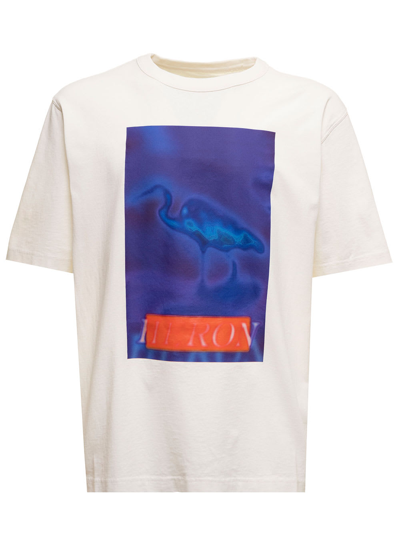 Shop Heron Preston White Censored T-shirt With Contrast Print On The Front  Man