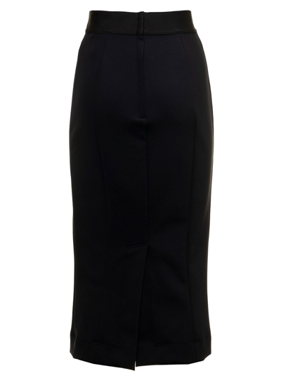 Shop Dolce & Gabbana Black Pencil Skirt In Neoprene With Jaquard Logo On Waist  Woman