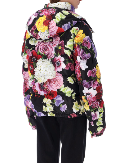 Shop Dolce & Gabbana Floral Print Puff Jacket In Black