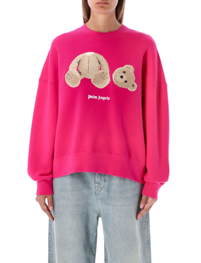 Shop Palm Angels Bear Sweatshirt In Fuchsia