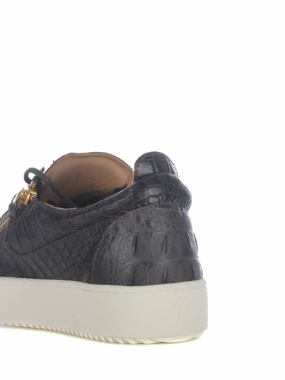 Shop Giuseppe Zanotti Sneakers  Frankie In Leather In Antracite