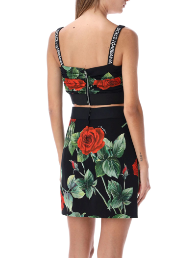 Shop Dolce & Gabbana Rose Print Top In Black