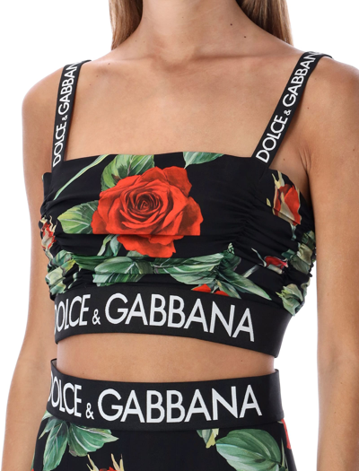 Shop Dolce & Gabbana Rose Print Top In Black