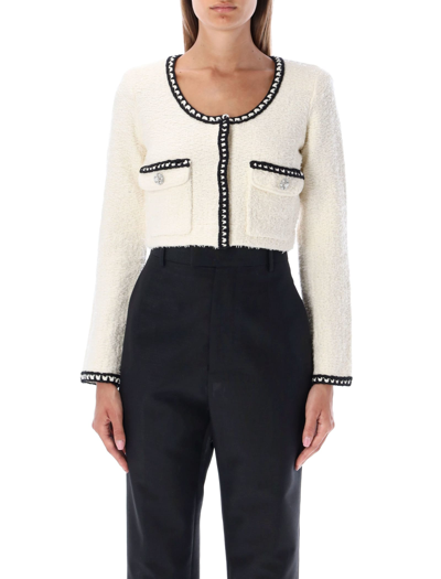 Self-portrait Women's Bouclé-knit Cropped Cardigan In Ivory | ModeSens