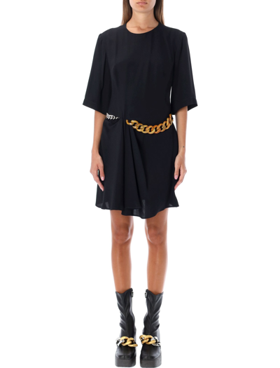 Shop Stella Mccartney Falabella Chain Mini Dress In Black