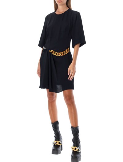 Shop Stella Mccartney Falabella Chain Mini Dress In Black