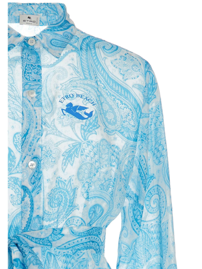 Shop Etro Liquid Paisley Dress In Light Blue