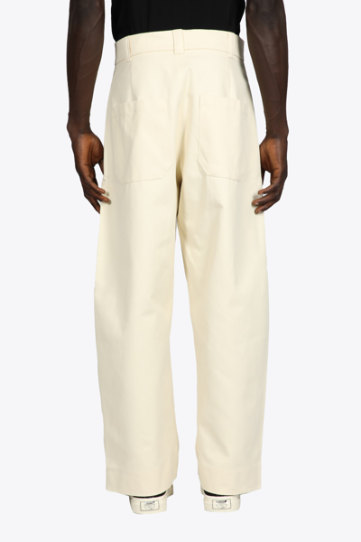 Studio Nicholson Deep Pleat Volume Trouser Cream Cotton Volume