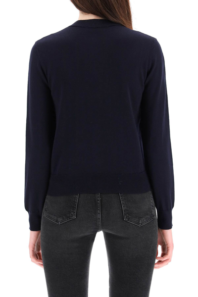 Shop Apc Marine Cardigan In Iak Dark Navy